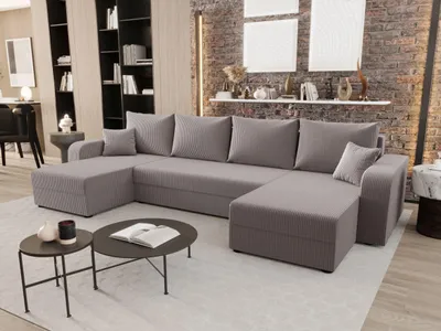 Produktbild von BEDANTE WOHNLANDSCHAFT HEWLET U BIS Zoom 19 Grau mit Schlaffunktion U-Form Sofa mit Stauraum Bettkasten Wohnzimmersofa Couch Sofa Bettsofa Bettkasten Bettcouch