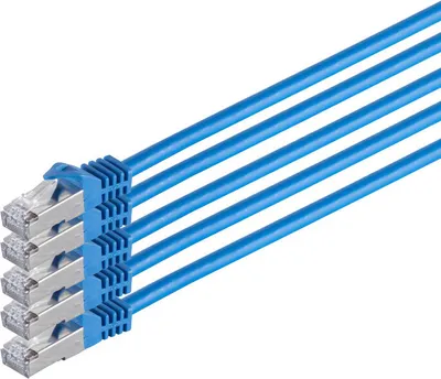 Produktbild von RJ45 Patchkabel m. CAT 7 Rohkabel  PIMF blau 5m