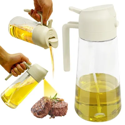 Ölsprayflasche 600 ml 2-in-1 Glas, auslaufsicher, für Kochen & Grillen