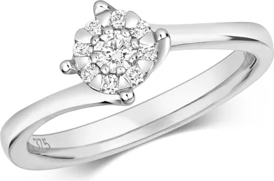 Produktbild von Funkelndes Feuer 9 Karat (375) Weißgold Damen - Diamant Solitärring Brillant-Schliff 0.18 Karat G - I1 I2, 57 (18.1); TRS316719KWRSP