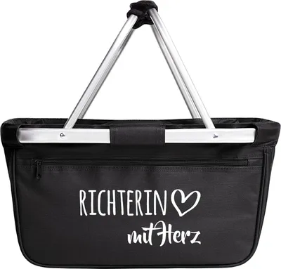 Produktbild von Huuraa Einkaufskorb Richterin mit Herz 20 Liter Black faltbarer Tragekorb Geschenkidee