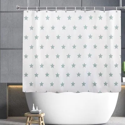 Image de Rideau de douche Famanu, motif étoiles - Blanc, 180 x 150 cm