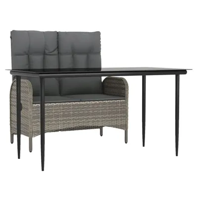 Obrázok produktu pre vidaXL 2-dielny záhradný jedálenský set s vankúšmi Grey Poly Rattan
