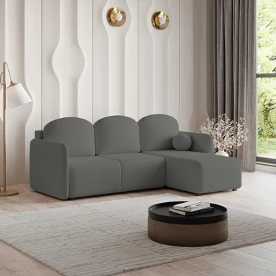 Produktbild von Masseno Ecksofa SUVINO mit Schlaffunktion L-Form, Sofa mit Bettkasten, Wohnzimmersofa, Couch, Soffa, Bettsofa, Couchgarnitur- Grau, QUELLE 92