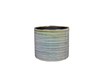 Produktbild von Ter Steege Blumentopf gerippt blau Perlmutt D 17 cm H 15 cm