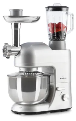 Zdjęcie produktu dla Klarstein Knetmaschine Küchenmaschine mit Fleischwolf, 2000W Teigmaschine Klein, 6 Stufen, Schneebesen Rühr- & Knethaken, Planetenrührwerk, Rührmaschine mit Mixer, Küchenmaschinen mit 5L Schüssel