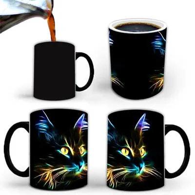 Produktbild von Keramik Becher Farbwechsel Katze 301-350ml Hitzeempfindlich Kaffee Tee Milch