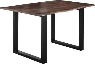 Produktbild von Esstisch Baumkante massiv Akazie nussbaum 180 x 90 schwarz U-Gestell LUBIN