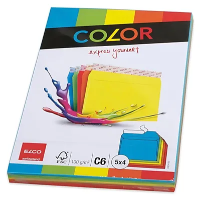 Produktbild von Elco 74634.00, C6 (114 x 162 mm), Blau, Grün, Orange, Rot, Gelb, Papier, 20 Stück(e)