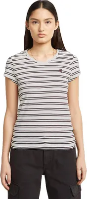 Produktbild von G-star Stripe Eyben Slim 2.0 Kurzarm-t-shirt Mit V-ausschnitt Braun M Frau Braun M