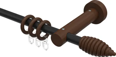Produktbild von Interdeco Gardinenstange / Vorhangstange Schwarz / Nussbaum lackiert, Typ Adrian Asta (Rillenform), 16 mm Ø 1-läufig, 120 cm
