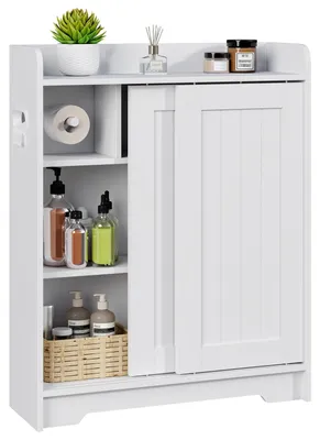 Immagine prodotto di Mobiletto da bagno - Stretto - Con ante scorrevoli - Bianco - 20 x 60 x 75 cm - Per bagno e cucina