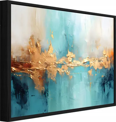 Produktbild von Bilder mit Rahmen Marmor Abstrakt Glamour - 120x80 cm - Wandbilder Wohnzimmer Schlafzimmer - Leinwand Bilder mit Rahmen Golden - PPR14731O20