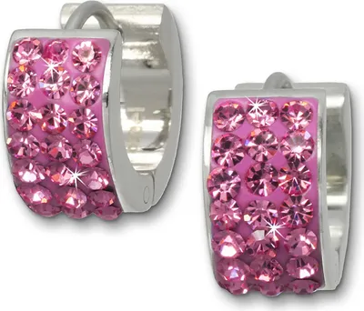 Produktbild von Amello Damen Edelstahl Ohrringe Zirkonia Creolen silber rosa D2ESOS01A