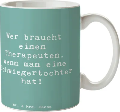 Produktbild von Mr. & Mrs. Panda Teetasse Spruch Schwiegertochter Humor - Meeresbrise - Geschenk, Tasse, Geburtstage, Becher, Keramiktasse, Schwiegereltern, Konflikte, Dankeschön, haferl
