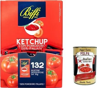 Produktbild von 3x Biffi 132 Ketchup Sauce 10g Ideal for Chips Buns Hamburger Sandwiches + Italian Gourmet polpa 400g