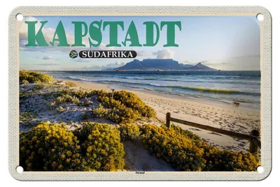 Produktbild von Blechschild Reise 18x12cm Kapstadt Südafrika Strand Meer Berge
