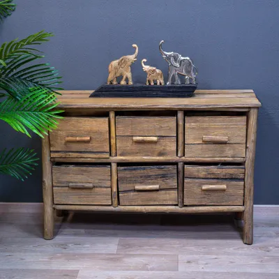 Produktbild von Holz Kommode 6 Schubladen 106 x 36 x 72 braun rustikal dekorative Möbel Sideboard Anrichte Wohnzimmer