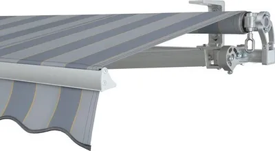 Produktbild von SOLUNA Gelenkarmmarkise Concept 4x2,5 Stoff Dessin 7109 Gestell Silber E6EV1 eloxiert Antrieb rechts inkl. Kurbel