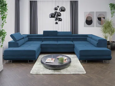 Produktbild von Sofa Couchgarnitur Sofagarnitur ALMA U mit Schlaffunktion und Bettkasten Wohnlandschaft Couch Polsterecke Eckcouch Polstergarnitur 15 Farben