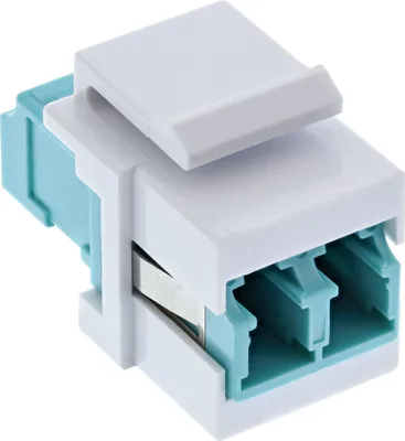 Obrázek produktu pro InLine® Optické vlákno s keystone zásuvnou spojkou, bílé, duplexní LC/LC, multimode, tyrkysová barva