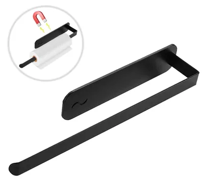 Küchenrollenhalter magnetisch, Kohlenstoffstahl, schwarz, ohne Bohren