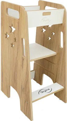 Produktbild von Skyline Steh und Lernturm Baby ab 1 Jahr Montessori Learning Tower Höhenverstellbar Tritthocker Kinder Indoor Möbel Kinderzimmer Trittschemel Kitchen