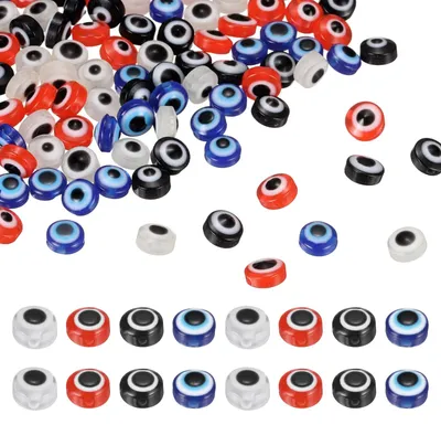 200 Stück 6 mm Harzperlen, böser Blick, bunt
