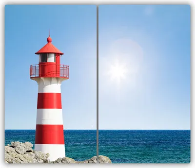 Produktbild von Tulup Glas-Herdabdeckplatte - 2x30x52cm - Glaskeramikkochfeld-Abdeckung Spritzschutz Zweiteilig Leuchtturm