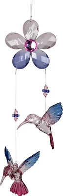 Produktbild von formano 2er Set Girlande Blume mit 2 Kolibris 28cm - Fensterdeko Hängedekoration