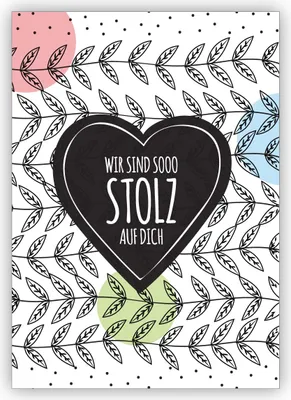 Produktbild von 4x Wunderschöne motivierende Glückwunschkarte mit Herz zum Examen, Abitur, Abschluss: Wir sind sooo stolz auf dich