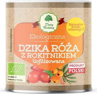 DZIKA RÓŻA Z ROKITNIKIEM LIOFILIZOWANA SPROSZKOWANA BIO 70 g - DARY NATURY