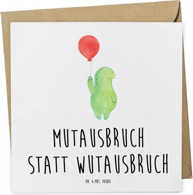 Produktbild von Mr. & Mrs. Panda Glückwunschkarte Schildkröte Luftballon - Weiß - Geschenk, Ballon, Schildkröten, Grußkarte, Motivation, doppelkarte, anlasskarte, faltkarte, Klappkarte