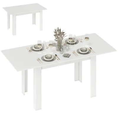Produktbild von Esstisch ausziehbar, 140/180 x 80 cm Küchentisch für 6-8 Personen, für Küche, Esszimmer, Weiß