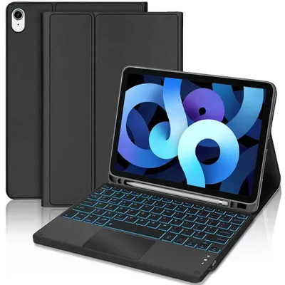 Image de Coque Clavier pour iPad Air 11" (M4/M3/M2) / iPad Air 4/5 10,9" Synthécuir Noir avec Clavier Rétroéclairé