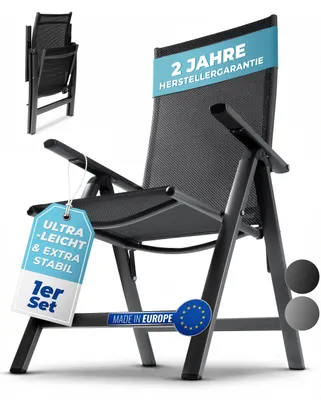 Produktbild von Gartenstuhl mit hoher Rückenlehne - Faltbar - Aluminium - 5-fach verstellbar - Wetterfest
