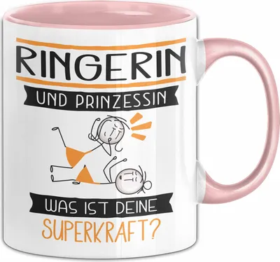 Produktbild von Ringerin Und Prinzessin Tasse Geschenk Für Eine Ringerin Geburtstag Was Ist Deine Superkraft (Rosa)