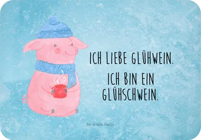 Produktbild von Mr. & Mrs. Panda Kühlschrankmagnet Schwein Glühwein - Eisblau - Geschenk, haftmagnet, magnet, Weihnachtsmarkt, Glühschwein, whiteboardmagnet, Weihnachten, Notizhalter