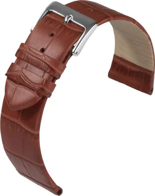 Produktbild von Eulit Rainbow Uhrenarmband Kalbsleder braun Krokoprägung flach, Anstoß:18 mm
