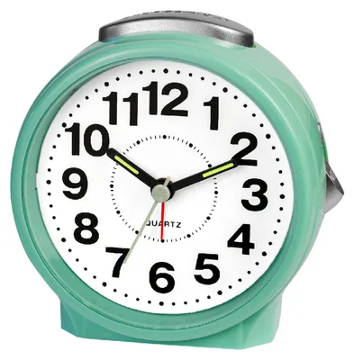Produktbild von Analoger Wecker Türkis mit Snooze, Hintergrundbeleuchtung & Alarm an/aus Schalter, 100x97x65 mm