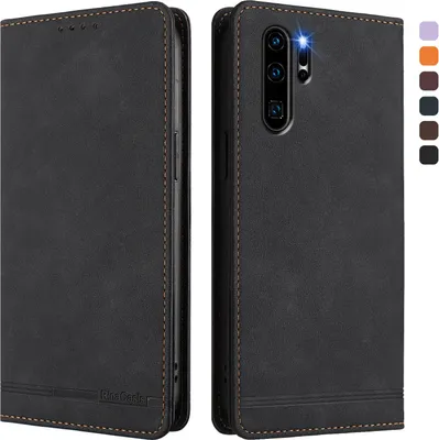 Obrázek produktu pro Pouzdro pro Huawei P30 Pro, retroPolyuretankožené flip pouzdro s stojánkem a přihrádkami na karty Černý