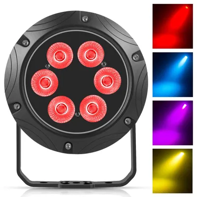 Obrázok produktu pre Sada 4 LED PAR reflektorov – RGBW, 6 x 10W, osvetlenie pre pódium – DMX512 – ovládanie zvukom – 60W – konektor pre Európu – vhodné pre DJov a diskotéky – RGBW