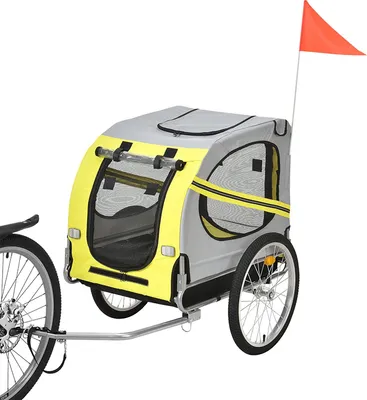 Produktbild von WYCTIN Hund Fahrradanhänger Hundeanhänger Anhänger Hundetransporter Fahrrad Anhänger inkl. Kupplung (Gelb)
