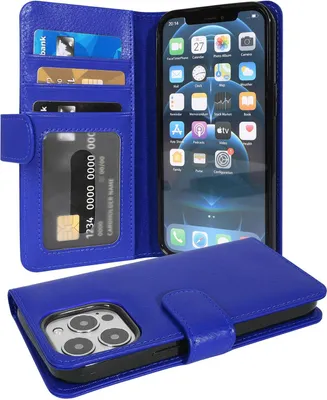 Produktbild von Cadorabo Hülle für Apple iPhone 13 PRO MAX in Blau Backcover Handy Schutz Hülle Book Case Booklet Kartenfächer