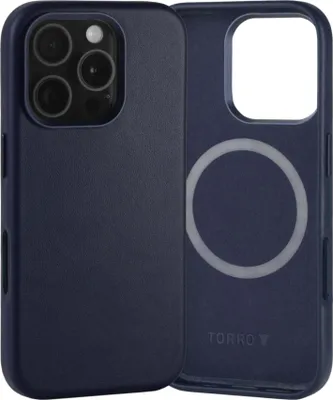 Image de TORRO iPhone 16 Pro Housse fine en cuir - Bleu