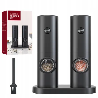 Produktbild von MasterLED Elektrisches Pfeffermühle & Salzmühle 2er Set – Batterriebetrieben, Küchenhelfer Set mit Untersetzer & Pinsel