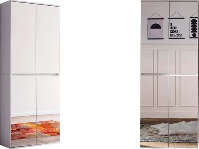 Produktbild von Garderobenschrank Mirror 4-trg weiß Spiegel Schuhschrank