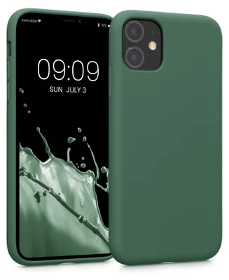 Produktbild von kwmobile Hülle kompatibel mit Apple iPhone 11 Hülle - gummierte TPU Silikon Handyhülle - Schutzhülle für kabelloses Laden - Case in Dunkelgrün
