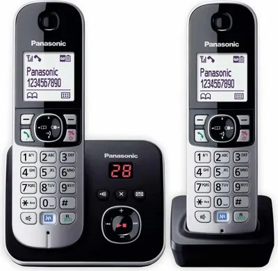 Zdjęcie produktu dla Panasonic KX-TG6822GB, Telefon w systemie DECT, 120 wejścia, Nazwa i identyfikacja dzwoniącego, Czarny, Srebrny