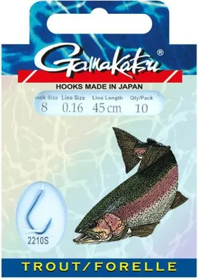 Produktbild von Gamakatsu Forelle LS-2210 45cm Blau - 10 gebundene Angelhaken, Hakengröße/Schnurdurchmesser:Gr. 10 / 0.16mm